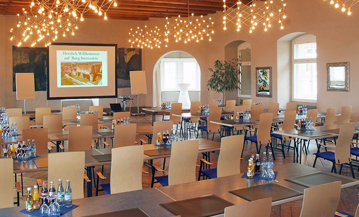 The facilities of Stettenfels Castle are well suited for conferences, seminars, concerts, presentations and other events accommodating up to 500 people.